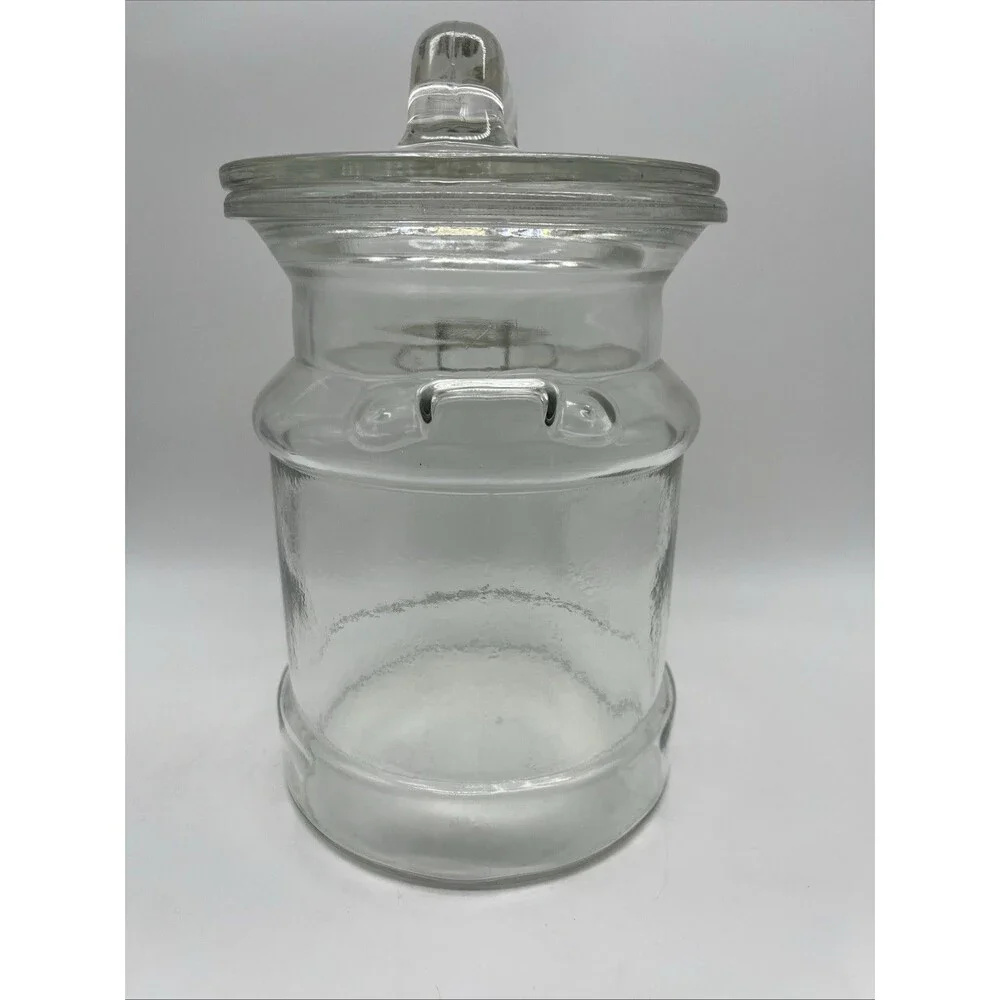 L E Smith Glass Milk Can Shaped Apothecary Jar Canister